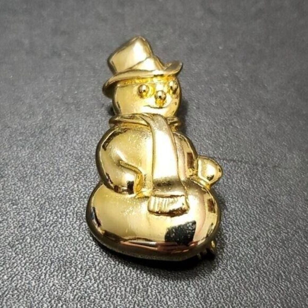 AAI gold tone snowman brooch